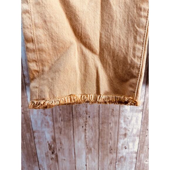 Torrid Feel The Fit Jeans Womens 12R Yellow Ankle Crop Raw Hem Fringe Button Fly - Picture 8 of 12